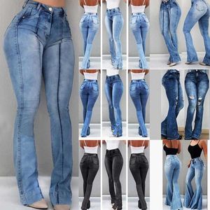 2020 frauen Hohe Taille Flare Jeans Dünne Denim Hosen Sexy Push-Up Hosen Stretch Bottom Jean Weibliche Casual Jeans