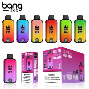 Original Bangbox Digital 18000 Puffs Vape Descartável 18K Bobina de Malha Dupla 26ml Dispositivo Pré-preenchido Pod Dispositivo Desercável E Cigarros com Display LCD Bang Box