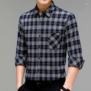 Men's Dress Shirts Camisas De Manga Larga Para Hombres Casuales Negocios A Cuadros Ropa Trabajo Social 2024