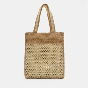 Kvällspåsar Stil Straw Contrast Color Women's Bag Party Female Hand Woven Shopping Promotions Luxury 2024 Handväskor