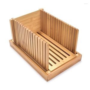 Bakeware Tools Foldable Bamboo Wood Bread Slicer Cutter Toast Loaf Cutting Guide Slicing Maker For Homemade Cakes Bagels