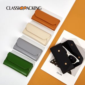 Glasses protection case classic solid color anti-pressure and anti-abrasion portable glasses storage bag PU waterproof bag cover press glasses bag