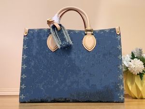 M46871 Bolsa Média Nova Bolsa Feminina Azul Denim Bolsa Bolsa de Compras Bolsa de Ombro