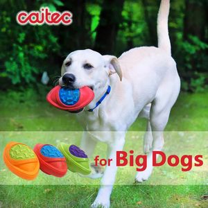 CAITEC Dog Toys Football for Dogs Floatable Squeaky Hard and Firm Fit for Outdoor Throwing Suitable for Medium to Large Dogs 240118