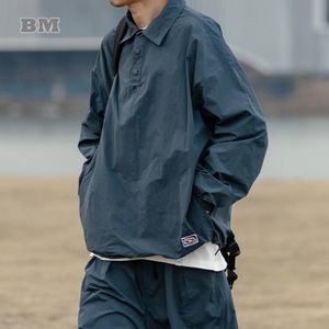 Японская модная рубашка-поло, быстросохнущая однотонная рубашка, брюки, мужская одежда, весенние спортивные штаны на открытом воздухе, уличная одежда, спортивный костюм 240201