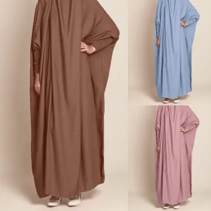 Ubranie etniczne muzułmańskie kobiety ubierają się jednoczęściowa modlitwa z kapturem Rabe Abaya Smoking Sleeve Islamski hiżab Dubai Saudyjska Turcja