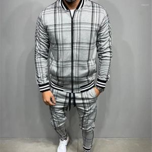 Men's Tracksuits Plaid Printed Loose Suit Couple Clothes Fashion Tracksuit Grey Fullset Black Pink Faded Full Set