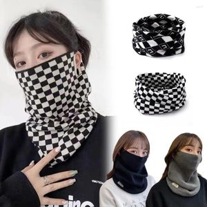 Bandanas Classic Black White Plaid 3in1 Winter Polar Fleece Snood unisex cieplejszy szalik szyi