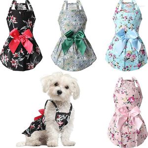 Odzież dla psa Bowknot Floral Dress Pet Wedding dla Chihuahua Pug Yorkie Puppy Ubrania Summer Małe psy