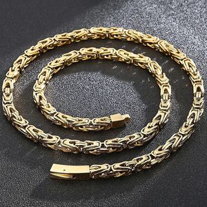 50-65CM 25.5 6MM Chain Necklace Choker for Men Luxury Gold Plated Stainless Steel Mens Necklaces Friends Christmas Gifts 240131