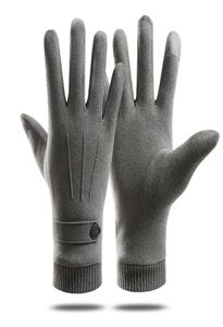 Inverno manter quente tela de toque mais veludo dentro camurça luvas dos homens moda simples proteção contra frio engrossar homem ao ar livre Gloves1208417