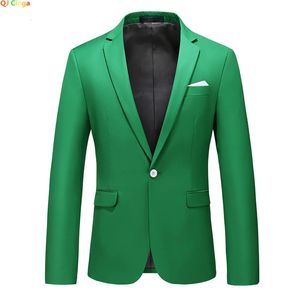 Jaqueta verde brilhante masculina, elegante, slim, blazer, vestido de festa de casamento, casaco adequado para todas as estações, tamanho grande 5xl 6xl 240124