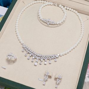 Tirim Pearl Necklace Jewelry Sets for Women cubic zirconiaネックレスセットパーティーエンゲージメントドレススーツドバイジュエリードバイ240202