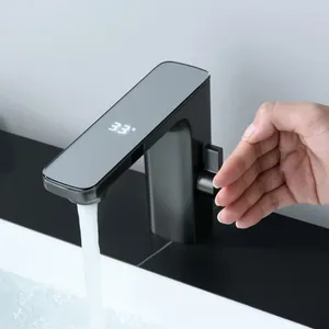 Bathroom Sink Faucets Smart Sensor Basin Faucet Digital Display Screen Cold Water Mixer Tap 1 Hole Deck Mouted Home Parts