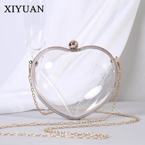 XIYUAN Acrylic Transparent Women Clutch Bag Luxury Messenger Bag Heart Shape Handbags For Female Stylish Evening Bags 240125