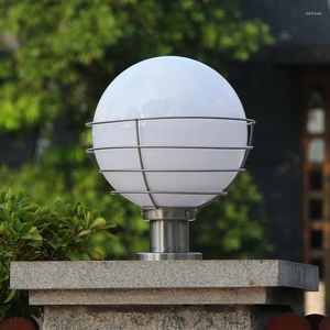 Wall Lamp Outdoor Lighting Ball Column Light Pillar Garden Post White Transparent Acryl E27 Bulb Outside Pole Street Bra