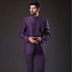 Moda sólida gola única ternos de peito para homens elegante formal casual casamento smoking magro 2 peça blazer com calças 240122