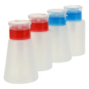 Nail Gel 4 PCS Polish Remover Alcohol Bottle Pressing Dispenser Square Empty Plastic Pump Travel Push Down Cleanser