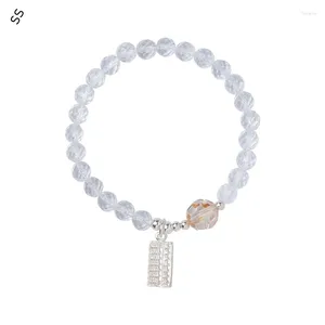 Bracciale in cristallo bianco naturale per donne e ragazze Accessorio perline a mano Semplici ornamenti alla moda Fascino per indumenti