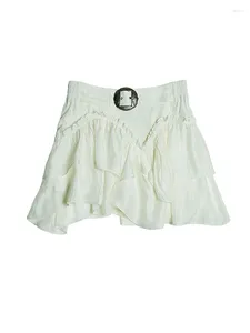 Saias estilo doce branco a-line saia mulheres americana retro kpop mini festa baile mori menina sexy cintura alta y2k hiphop coquette