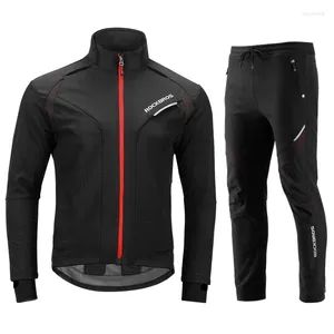 Yarış Setleri Yansıtıcı Portatif Bisiklet Giysileri Seti Kış Termal Polar Pantolon Yağmur Geçirmez Rüzgar Geçirmez Forması Erkek Kadın Spor giyim