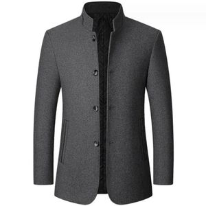 Kayoulai 양모 블렌드 코트 남성 겨울 패션 외투 남성 두껍게 따뜻한 재킷 트렌치 외부 웨터 스탠드 칼라 240125