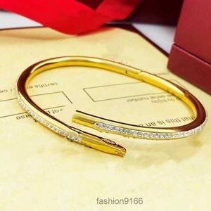 Nagelarmband Armbänder Armreif eine Linie Diamant Titanstahl Designer für Frauen Männer Luxusschmuck Geschenke Frau Mädchen Gold Silber Roségold Schwarz Großhandel nicht verblassen