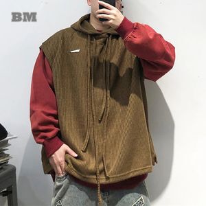 Korean Hip Hop Sleeveless Vest Kpop Couple Hoodie High Quality Casual Pullover Streetwear Sport Tops For Men Clothing 240201