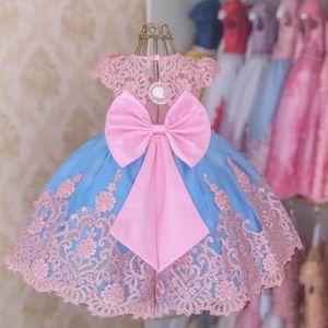 Bebê meninas vestidos de renda sem costas casamento noite vestidos baile bordado elegante cerimônia trajes festa aniversário vestido princesa 240131