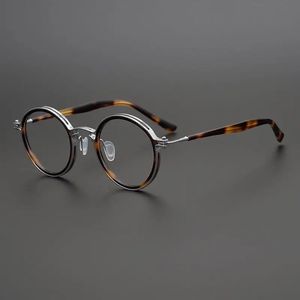 Japansk handgjorda högkvalitativa ultralätt retro runda glasögon ram män glasögon kvinnor optisk recept myopia lins 240131