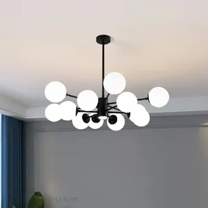 Chandeliers Glass Ball Chandelier Lighting Fixtures Home Dining Room Pendant Lights Bedroom Restaurant Bar Art Deco Black Hanging Lamp