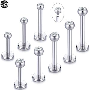 10 pzlotto G23 anello per labbra stud helix piercing oreja filettatura interna cristallo orecchio cartilagine trago orecchini daith 240130