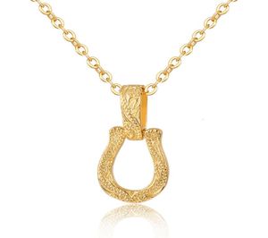 pendant Popular Ushaped horseshoe Necklace embossed copper goldplated5560024