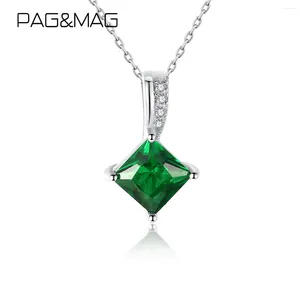 Hängen Pagmag Natural Emerald Pendant Necklac 925 Sterlingt Silver Choker Statement Necklace Women Wedding Bride Fine Jewelry SN0047