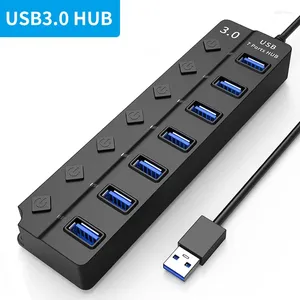 2.0 HUB USB Multi Splitter Använd Power Adapter 4/7 Port Multiple Expander 3.0 med switch 30 cm kabel