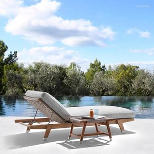 Camp Furniture Outdoor Solid Wood Bed Villa Beach Swimming Pool Terrace Homestay El Teak Lounge Chair