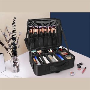 Profesjonalne narzędzia salonowe pudełko makijaż po pociągu kosmetyczna organizator szczotki i pudełko do przechowywania z regulowanym paskiem 240127