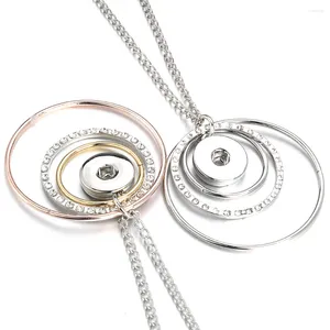 Anhänger Halsketten Snap Halskette Schmuck Runde Kristall Strass Fit 18mm Snaps Knopf Für Frauen Zubehör