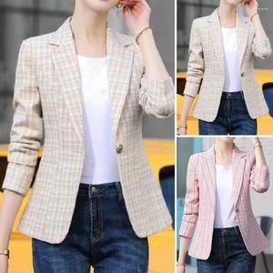 Ternos femininos lindos mulheres da primavera Cardigan Blazer Notch Collar Casual Lady