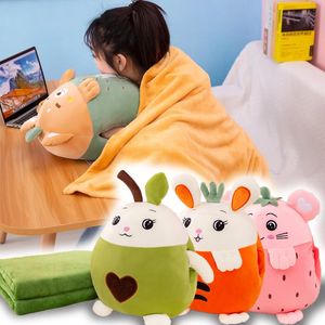 Multi Function Bolster Cute Throw Pillow Doll Keep Warm Blanket Plush Toys for Kids Girls Gift Children Baby Stuffed Animals Cat 240118