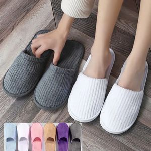 3 Pairs el Travel Disposable Slippers Winter Warm House Spa Men Women High Quality Nonslip Home Guest Use 240126