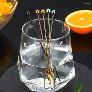 Widelce 5pcs/zestaw koktajl 304 szaszłyki ze stali nierdzewnej do wykałaczków patyki owocowe metalowek wykałaczkowy Martini Stick Fancy dodatek