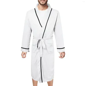 Men's Sleepwear Mens Cotton Bathrobe Spring And Summer Solid Color Lace-Up Pajamas Home Wear Long Sleeve Male Dressing Night Gown