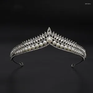 ヘアクリップkmvexo luxury Pearl Bridal Bridal Crystal Tiaras Crontess Princess Queen Pageant PROMラインストーンベールティアラパーティーウェディングアクセサリー