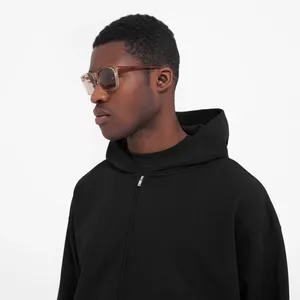 Herrtröjor tungvikt boxy zipper zip ups tomma hoodie tillverkare dubbel överdimensionerad fransk frerry upp