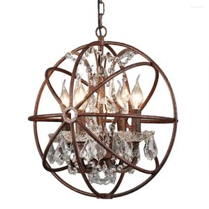 Chandeliers Rustic Orb Chandelier Farmhouse Kitchen Island Led Bar Light Crystal Loft Retro Black Round WF1027