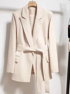 レディーススーツ春秋のオフィスレディー衣料品スーツコートブラックタイアップブレザーアウターウェアジャケットスリムフィットスタイリッシュトップ