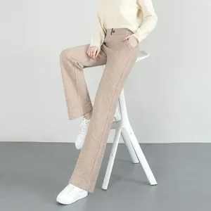 Pantaloni da donna Moda Velluto Baggy Pantalon Elegante Inverno Velluto a coste spesso Donna Lavoro d'ufficio Caldo elastico a vita alta Pantalone gamba larga C35