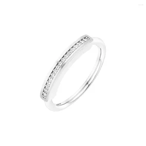 Cluster Rings Signature I-D Pave Ring Authentic 925 Sterling Silver Jewelry for Woman European Making