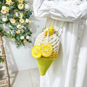 Waist Bags Fashion Girl Women Shoulder Crossbody Icecream Lovely Mini Handmade Knitted Accessories Shopping Tote